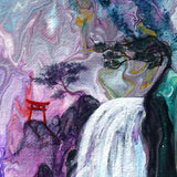 Mountain Temple and Flight of Birds Original Painting Laura Milnor Iverson Official Site