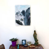 Waterfall Temple in the Mist Original Painting Laura Milnor Iverson