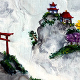 Waterfall Temple in the Mist Original Painting Laura Milnor Iverson