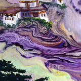 Meditating Beneath a Mountaintop Temple Original Painting Laura Milnor Iverson