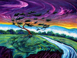 Owl in a Windswept Cypress Original Painting  SOLD - Prints Available