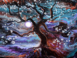 Barred Owl in a Blossoming Tree of Life Original Painting Laura Milnor Iverson Official Site
