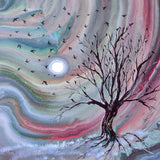 Murmuration from a Bare Tree Original Pour Painting
