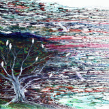 A Rookery of Egrets in the Wind Surreal Pour Painting Original
