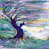 Sakrua on a Windy Spring Day Original Painting Laura Milnor Iverson Cat Landscape