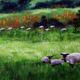 Sheep in Sunlit Spring Grass Original Painting Laura Milnor Iverson