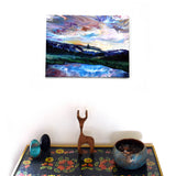 Sunset Over a Distant Tree Original Painting Laura Milnor Iverson