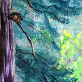 White Oak and Three Pine Trees Original Painting Laura Milnor Iverson