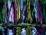 Little Owl in Magical Draw Woods Original Pour Painting Laura Milnor Iverson Forest Landscape
