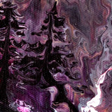 Waterfall in Dark Pine Trees Original Painting Laura Milnor Iverson