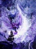 Lone Pine Tree Over Waterfall Canyon Original Painting Laura Milnor Iverson Purple Landscape Pacific Northwest