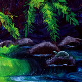 Sunny St. Patrick's Day at a Waterfall Original Painting