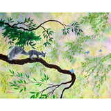 Gray Squirrel and Blue Butterfly Original Painting - Prints Available