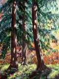 Three Pines on an Autumn Morning Original Painting Oregon Landscape