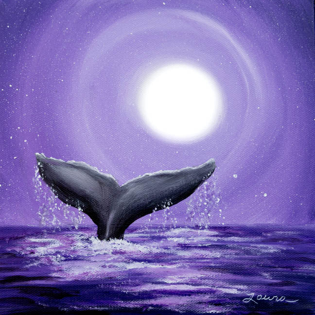 Whale Tail in Lavender Moonlight Original Painting - SOLD - Prints