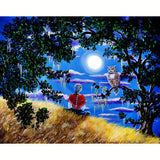 Wise Woman and Owl Full Moon Meditation Original Painting - Laura Milnor Iverson Official Site