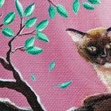Chocolate Burmese Cat in Dancing Leaves Original Painting - Prints Available