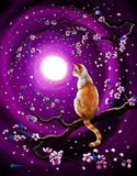 Flame Point Siamese Cat In Dancing Cherry Blossoms Original Painting - Prints Available