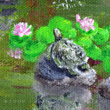 Cat, Turtle And Water Lilies Original Painting