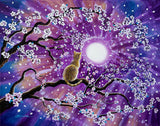 Orange Tabby Cat In Cherry Blossoms Original Painting - Prints Available