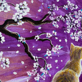 Orange Tabby Cat In Cherry Blossoms Original Painting - Prints Available