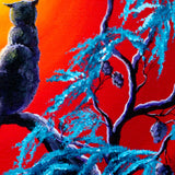 Three Cats In A Bright Red Sunset Original Painting - Prints Available