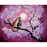 Orange and Gray Tabby Cats in Spring Blossoms Original Painting Laura Milnor Iverson