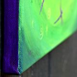 Shimmering Purple Dragonflies in Green Moonlight Original Painting