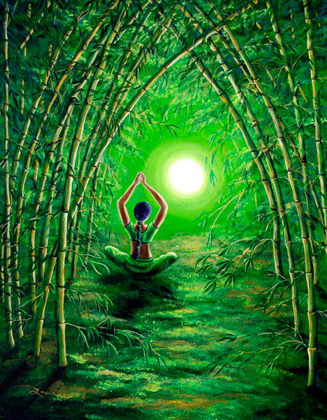 Green Tara in the Hall of Bamboo Original Painting
