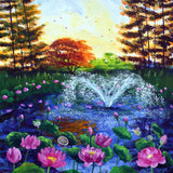 Dawn at the Lotus Pond Original Painting Laura Milnor Iverson Official Site - NFS