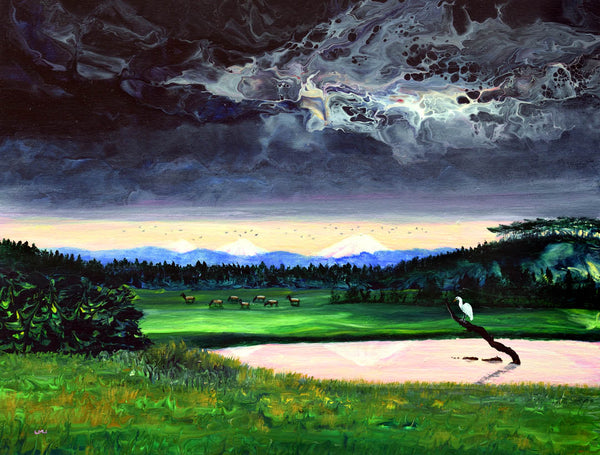 The Coming Light Original Painting Laura Milnor Iverson Wetlands Lanscape