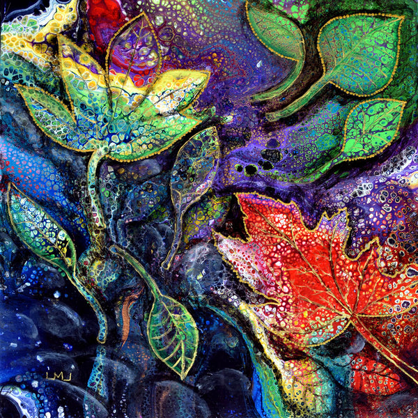 Kintsugi Fallen Leaves Original Painting Laura Milnor Iverson