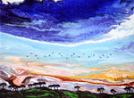 Geese Over Rolling Hills Original Painting Laura Milnor Iverson Oregon Painted Hills Landscape