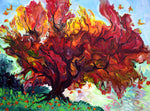 Autumn's Brilliant Blaze Original Painting Laura Milnor Iverson Portland Famous Tree Japanese Maple
