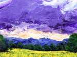 Purple Clouds Over Yellow Fields Original Painting Laura Milnor Iverson Canola Flowers Landscape