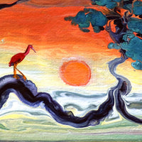 Scarlet Ibis in Dancing Mangrove Trees Original Painting Laura Milnor Iverson Official Site