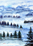 Flying Above the Mist Original Painting Laura Milnor Iverson Zen Landscape