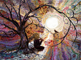 Sunburst Melody Original Painting Laura Milnor Iverson Zen Buddhist Monk and Bird