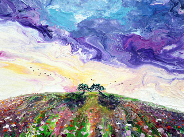 Midsummer Solstice Original Painting Laura Milnor Iverson Wildflowers Pour Painting