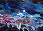 The Temple Between the Mountains Original Zen Landscape Painting