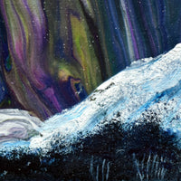 Mountain Peaks and Northern Lights Original Painting Laura Milnor Iverson Official Site