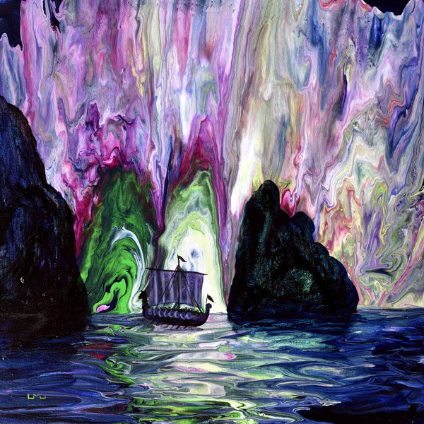 Sailing Into the Vortex Original Painting Laura Milnor Iverson Viking Longboat Seascape