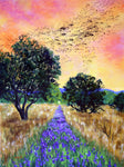 Murmuration Over the Purple Road Original Oregon Landscape Painting