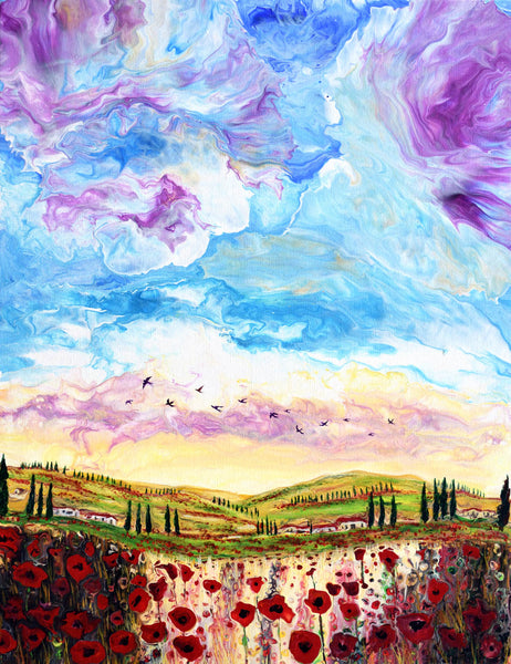Red Poppies Wave in My Dreams Original Painting Laura Milnor Iverson Official Site