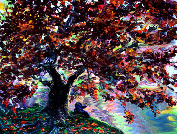The River's Autumn Melody Original Painting Laura Milnor Iverson Zen Buddhism Landscape