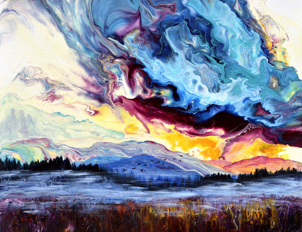 Sunrise Meadow Mist Original Painting Laura Milnor Iverson Corvallis Oregon Contemporary Landscape