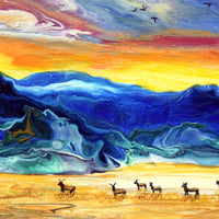 Elk in the August Sunset Original Painting Laura Milnor Iverson Official Site