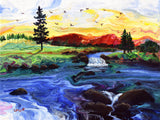 Sun Setting Over Flowing Water Original Painting Laura Milnor Iverson Official Site