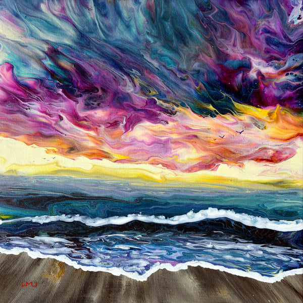 Summer Sunset Over the Sea Original Painting Sunset Seascape