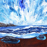 Sea, Sand and Starfish Original Painting Laura Milnor Iverson Blue Seascape